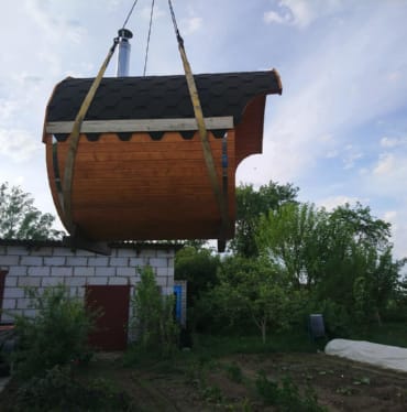 Купить баню бочку № 497 в Озерске по цене от 376757 руб. цена в Озерске от 376 757 руб.